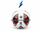 Premium PU training soccer ball with red black graphics reinforced valve and stitched construction