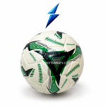 Green black 32 panel football Size 5 with textured PU surface and stitched construction