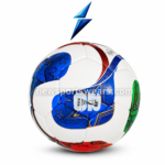 Custom soccer ball with white base red blue green graphics and size 5 design for training and match play