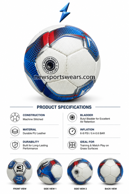 Custom soccer ball made with durable PU leather for training and match play