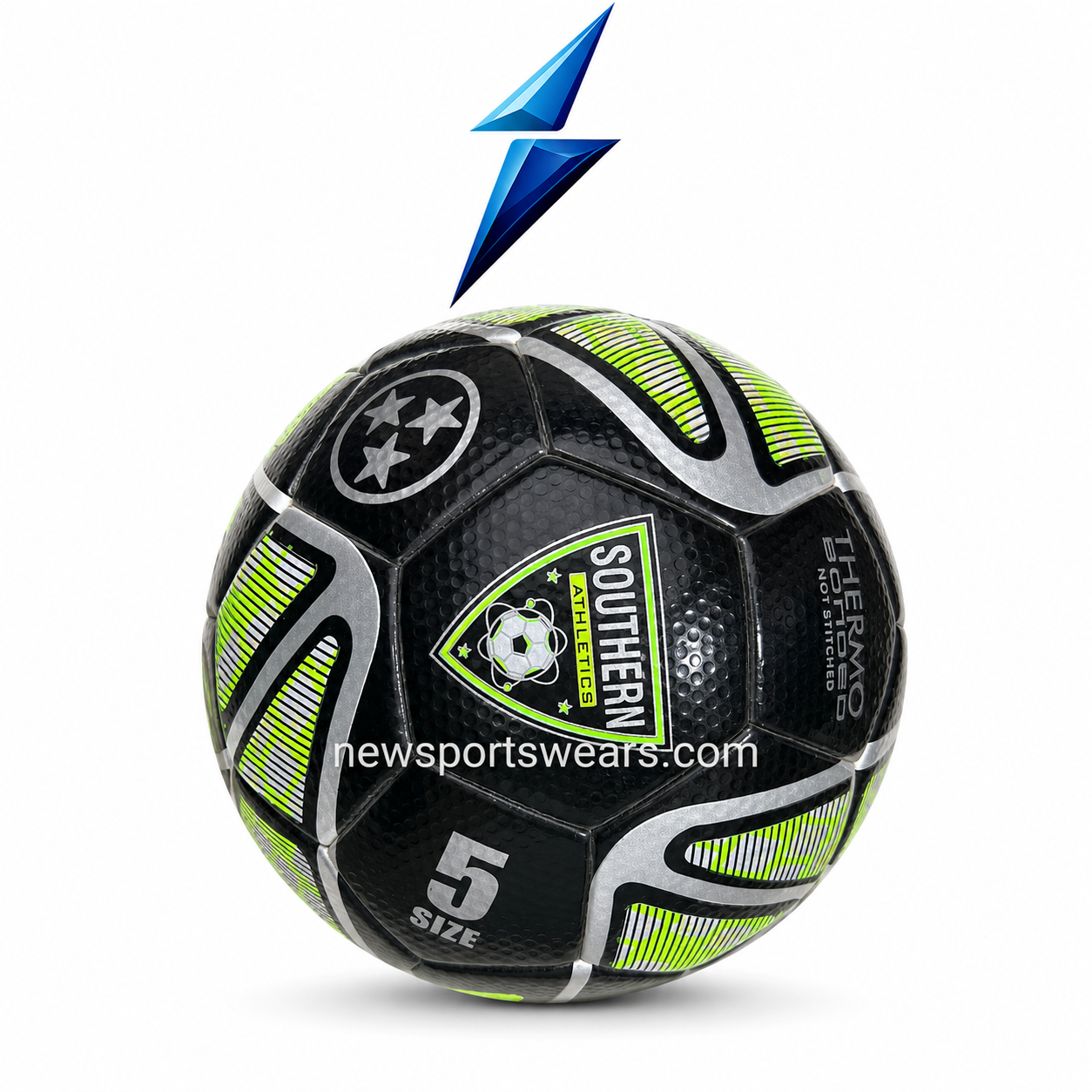 Custom Soccer Ball Black Green Size 5 Football Back view of black green size 5 soccer ball for schools clubs academies and promotional branding