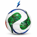Front view of multicolor soccer ball with textured PU leather surface and professional panel design