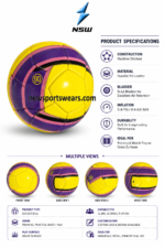 Back view of custom soccer ball for training match play clubs schools and academies