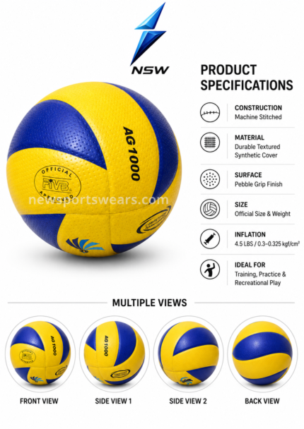 Custom volleyball with yellow and blue design for training practice and match play