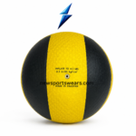 Front view of yellow black volleyball with official size and weight design