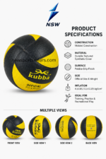 Side view of custom volleyball with durable textured synthetic cover and grip finish