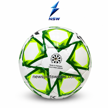 White neon green training soccer ball with 32 panel design and premium PU surface