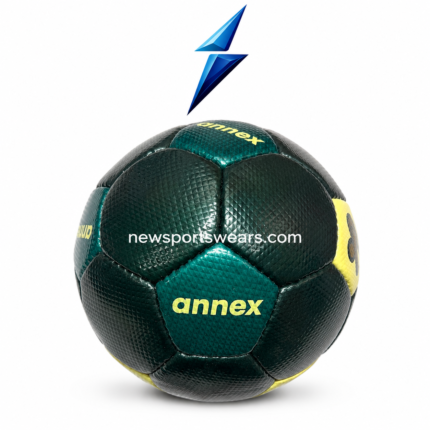 Dark green training football with stitched panel construction and textured diamond grip finish