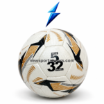 Premium PU training soccer ball with gold black graphics and reinforced air valve