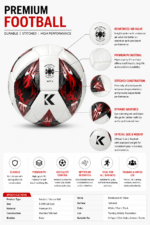 PU training soccer ball with red black graphics reinforced valve