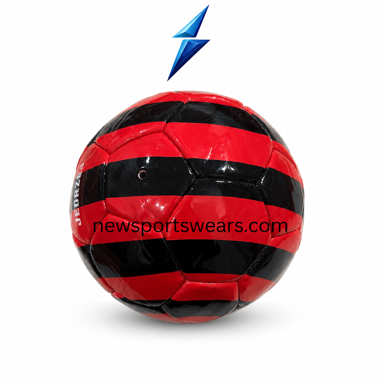 Durable Size 5 Football for Practice NSW red black striped size 5 football with glossy finish and durable stitched panels for training and practice