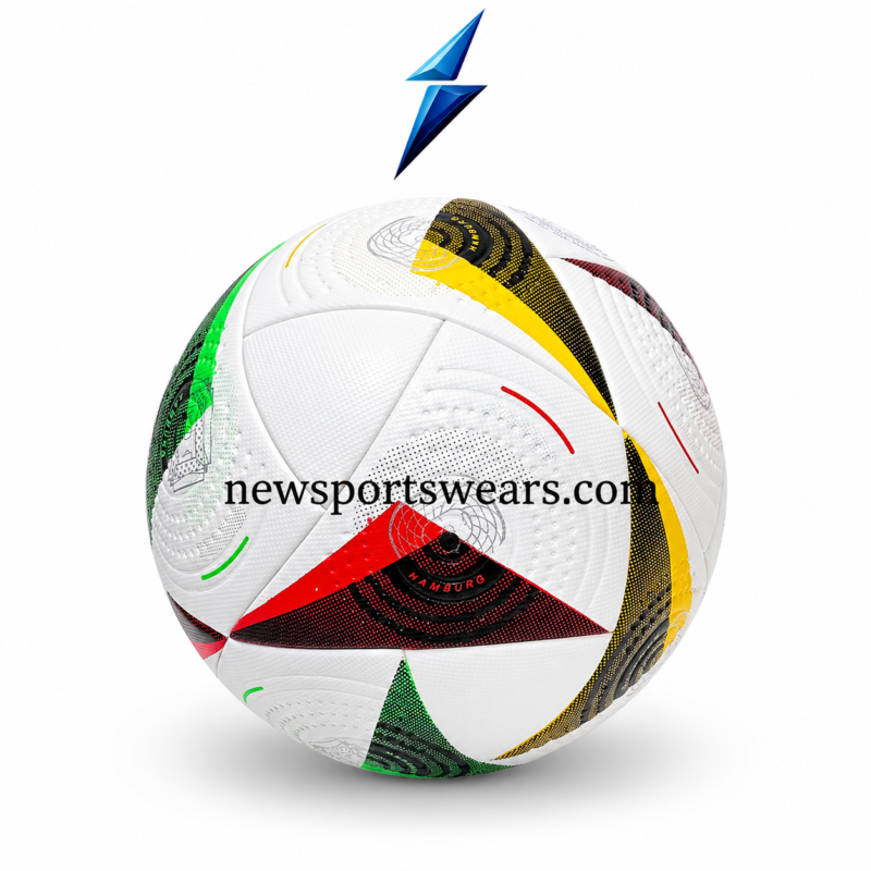 FIFA quality soccer balls manufacturer white Size 5 ball with red green yellow black geometric graphics