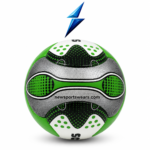 Modern green black football with dotted graphic panels, textured finish, and professional sports appearance.