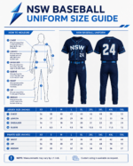 NSW baseball uniform size guide for jersey and pants
