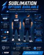 Back view of NSW baseball uniform with player number 24 and custom team branding
