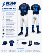 NSW baseball uniform product specifications image with performance features