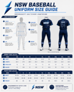 NSW baseball uniform product specifications with breathable fabric, full button jersey, and sublimation print