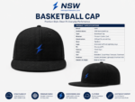 NSW Basketball Cap side view with structured crown, flat brim, and small blue lightning logo