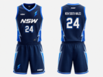NSW basketball uniform product specifications with breathable fabric and sublimation print