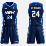NSW basketball uniform product specifications with breathable fabric and sublimation print