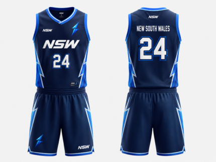 NSW basketball uniform product specifications with breathable fabric and sublimation print