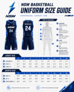 NSW basketball uniform size guide for jersey and shorts by NewSportswears