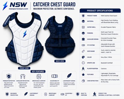 NSW Catcher Chest Guard front view with padded chest protection and shoulder coverage