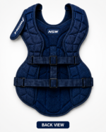 NSW Catcher Chest Guard size guide with chest measurement chart and fitting instructions
