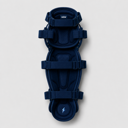 NSW Catcher Leg Guard back view with cushioned padding and adjustable straps
