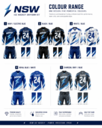 NSW custom ice hockey uniform colour range with navy black white royal blue and charcoal grey options