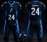 Back view of NSW custom American football uniform with number 24 and NewSportswears branding