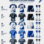 NSW lacrosse uniform colour range with navy black white royal blue and charcoal grey options
