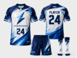 Front view of NSW lacrosse uniform kit with NewSportswears branding and custom sublimation design