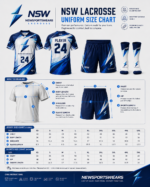NSW lacrosse uniform size chart for jersey and shorts by NewSportswears