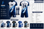 Back view of NSW men’s hockey uniform with New South Wales text number 24 and lightning graphics