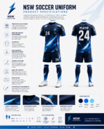 NSW soccer uniform product specifications with breathable fabric sublimation print and athletic fit