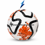 Textured size 5 football with strong grip white orange and black design for better control and performance