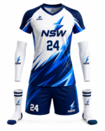 Back view of NSW volleyball uniform with New South Wales text number 24 and lightning graphics