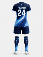 Back view of NSW women’s soccer uniform with player name number 24 and lightning graphics