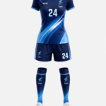 Front view of NSW women’s soccer uniform kit with lightning logo and custom sublimation design