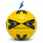 NSW Yellow Size 5 Soccer Ball featuring a bright glossy surface, stitched panels, and bold black-teal graphics.