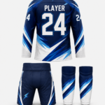 Back view of NSW custom ice hockey uniform with player name number 24 and lightning graphics