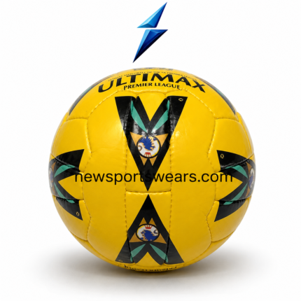 NSW yellow size 5 soccer ball with black teal graphics and glossy stitched panels