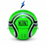 Premium green beach football with black dotted graphics, silver accents, and high-visibility sports design.
