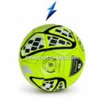 Back view of neon green size 4 soccer ball for schools clubs academies and youth players