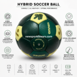 Size 5 football with dark green teal and light yellow panels for training and outdoor play