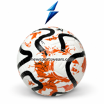 Durable stitched football with orange graphic pattern and black curved design for daily football practice