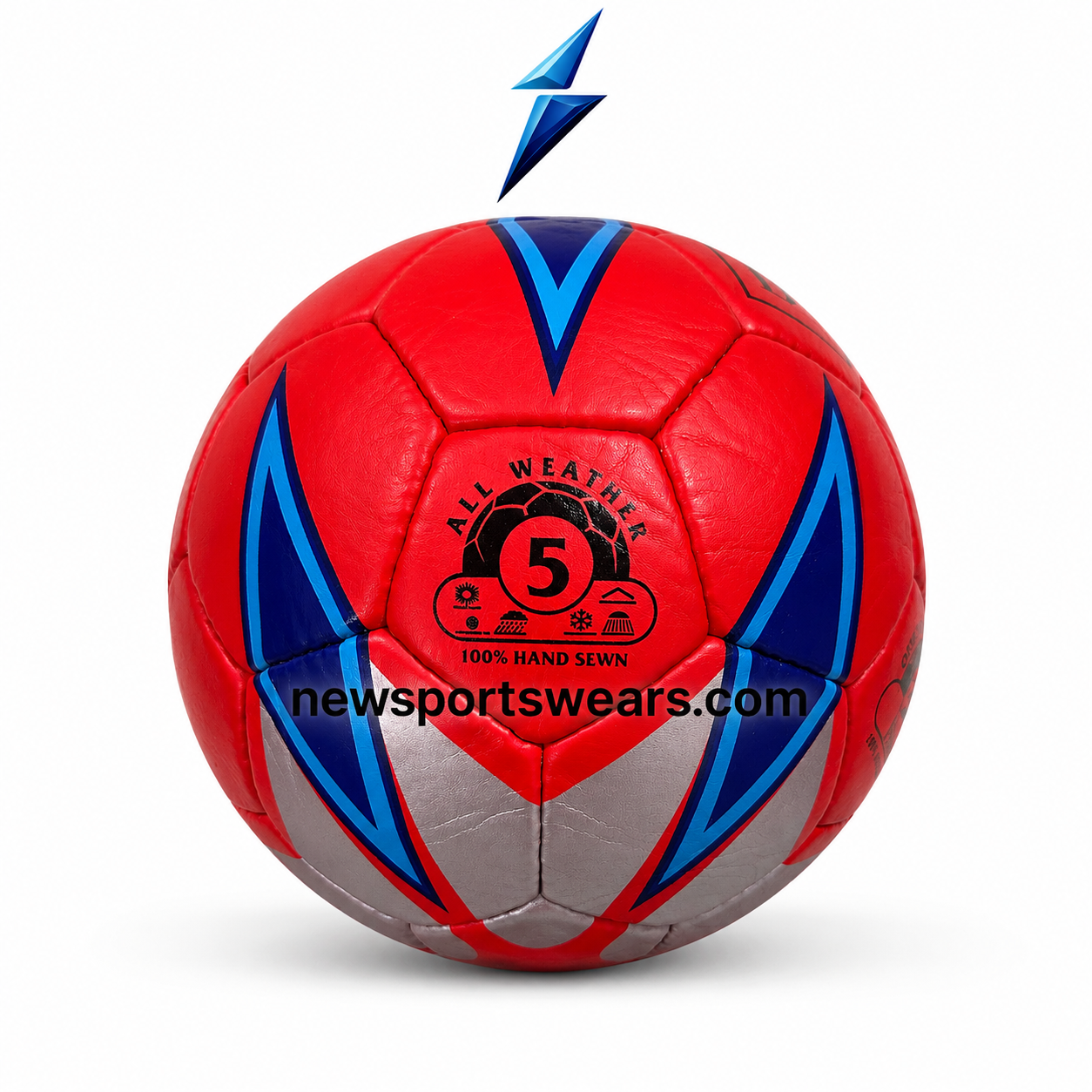 Premium Red Blue Training Football Red blue silver football for youth and adults with durable stitched panels and stylish sports design