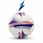 Strike Zone 2.0 white soccer ball with purple red graphics, textured panels, and premium training design by New Sports Wears.