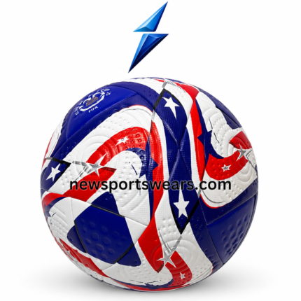 hand stitched soccer balls manufacturer custom football with red blue white panels and OEM logo placement